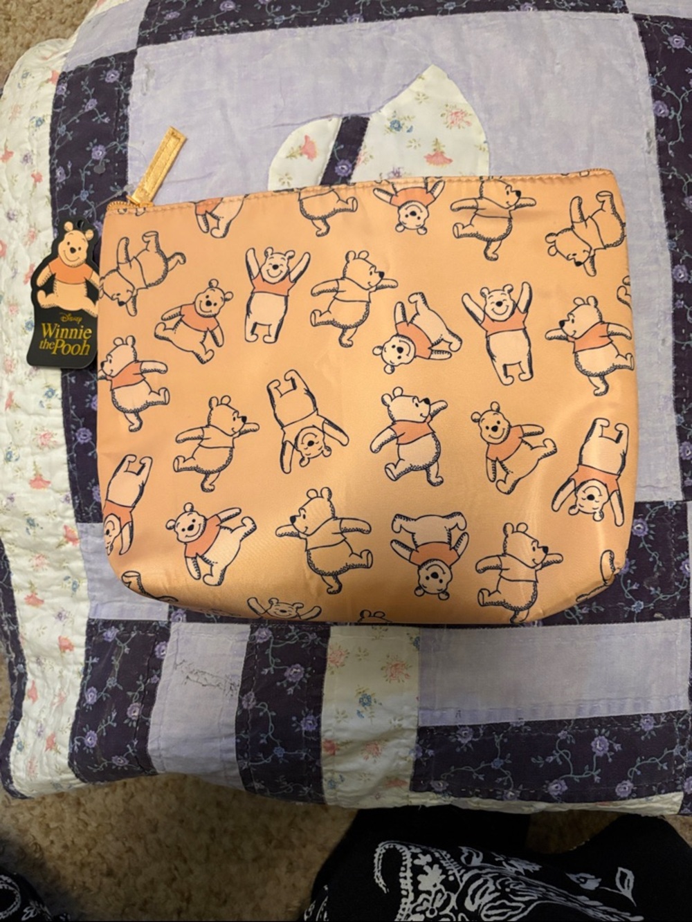 Disney Winnie the Pooh Peach Zip Cosmetic Pouch with Tag